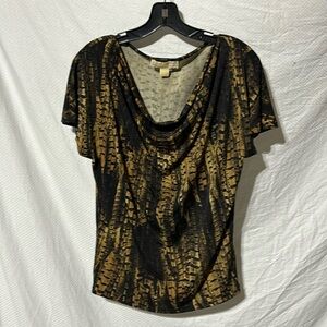 Michael Kors S brown black golden top slimming good wide sleeve like new